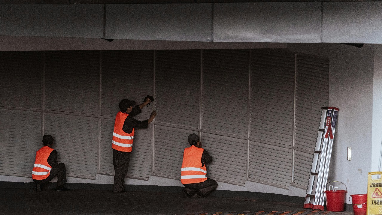 Maintenance crew servicing equipment during a plant shutdown