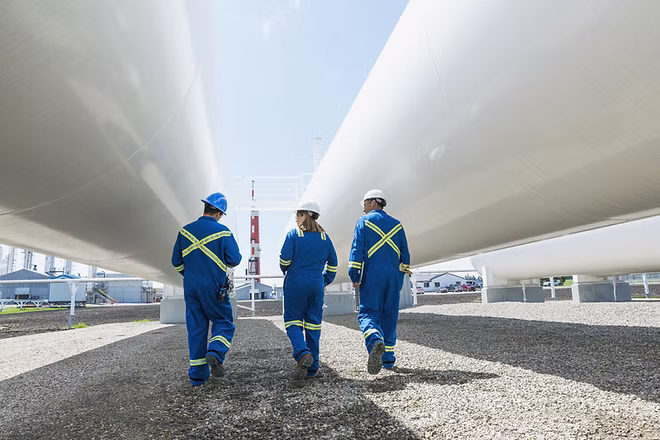 Oil and gas refinery protected by industrial coatings